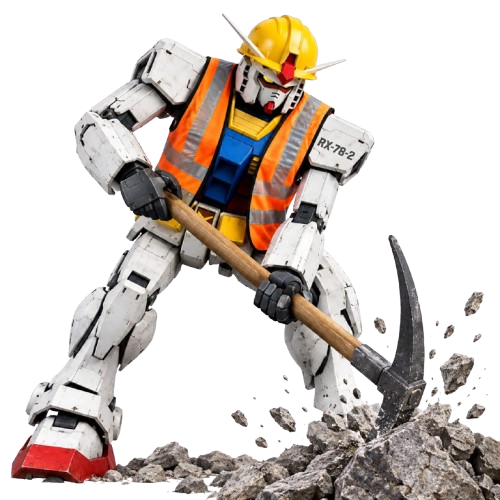 Figura de Gundam RX-78-2 con casco y chaleco de obra